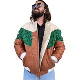 Erkek Aztek Retro Bomber Oversize Desenli Ceket Bylt4