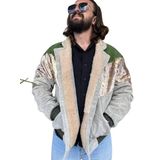 Erkek Aztek Retro Bomber Oversize Desenli Ceket Ypsg4