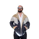 Erkek Aztek Retro Bomber Oversize Desenli Ceket Yypga4