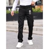 Erkek Baggy Fit Casual Jean Non-Denim Kargo Cepli Pantolon - 30 - Siyah
