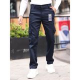 Erkek Baggy Fit Casual Jean Non-Denim Kargo Cepli Pantolon - 33 - Lacivert