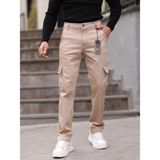 Erkek Baggy Fit Casual Jean Non-Denim Kargo Cepli Pantolon - 34 - Bej