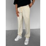 Erkek Baggy Fit Keten Pantolon Bej