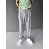 Erkek Baggy Fit Kumaş Pantolon Gri