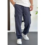 Erkek Baggy Kalıp Kargo Cepli Pantolon Füme Edw131