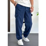 Erkek Baggy Kalıp Kargo Cepli Pantolon Lacivert Edw131