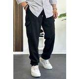 Erkek Baggy Kalıp Kargo Cepli Pantolon Siyah Edw131