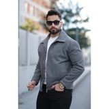 Erkek Baharlık Kaşe Kaban - Füme - XL