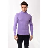 Erkek Balıkçı Yaka Boğazlı Slim Fit Kazak Lila