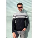 Erkek Balıkçı Yaka Kazak 125 - Gri - S - M