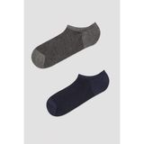 Erkek Bambu 2li Sneaker Çorabı - 43 - 46 - Lacivert - Gri