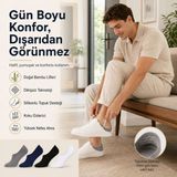 Erkek Bambu 8’li Babet Çorap Görünmez No Show Dikişsiz Silikon Topuklu - 39 - 44 - 105-Renkli