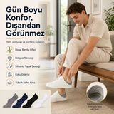 Erkek Bambu 8'Li Babet Çorap Görünmez No Show Dikişsiz Silikon Topuklu