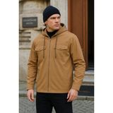 Erkek Basic Oversize Esnek Kapşonlu Kahve Ceket - Kahverengi - XL