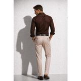 Erkek Basic Pamuk Saten Slimfit Acı Kahve Gömlek - Kahve - Bakır - XL