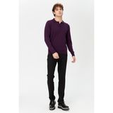 Erkek Basic Polo Yaka Ince Triko Kazak K.mor - 3XL