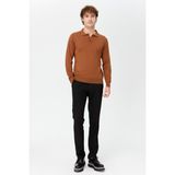 Erkek Basic Polo Yaka Ince Triko Kazak K.taba - XL