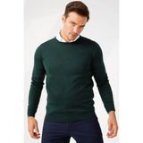 Erkek Basic Sıfır Yaka Ince Triko Kazak Yeşil - XL
