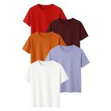 Erkek Basic Tişört –%100 Pamuk – Rahat Kesim – Günlük Kullanım için Uygun (Kırmızı-Bordo-Turuncu-Mavi-Beyaz, 2XL)