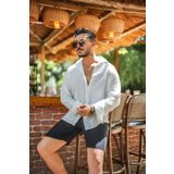 Erkek Basic Uzun Kollu Oversize Gömlek Beyaz