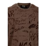 Erkek Baskılı Bisiklet Yaka Relaxed Fit 3 Iplik Pamuk Karışımlı Sweatshirt NCS JEANS 1615 VİZON L