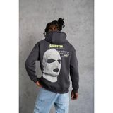 Erkek Baskılı Kapüşonlu 3 Iplik Pamuklu Hoodie Sweatshirt - Gri