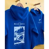 Erkek Baskılı Kapüşonlu Cepli Hoodie 3 Iplik Pamuklu Sweatshirt - Saks Mavisii - XS