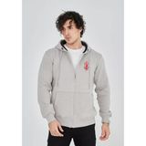 Erkek Baskılı Tam Fermuarlı Kapşonlu Sweatshirt - Boyalı Gri