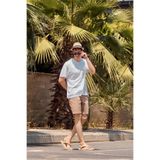 Erkek Beach Baskılı Bisiklet Yaka Regular Fit Tişört%100 Pamuk - Beyaz BEYAZ