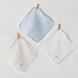 Erkek Bebek Ağiz Mendili 3 Parça Washcloths 20X20 - Standart - Mavi