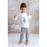 Erkek Bebek Ayı Baskılı Ekose Pantolon Takım - Yeşil - 9 - 12 Ay