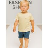 Erkek Bebek Basic Cep Detaylı Tshirt - Krem - 9 - 12 Ay