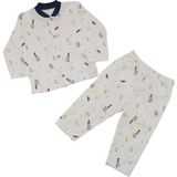 Erkek Bebek Beyaz Laci Yakalı Renkli Araba Desenli Pijama Takımı