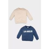 Erkek Bebek Bisiklet Yaka Baskılı İçi Yumuşak Tüylü 2'li Sweatshirt