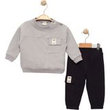 Erkek Bebek Cepli Siyah Eşofman ve Gri Sweatshirt Takım - Çocuk Giyim - 18 - 24 Ay