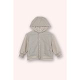 Erkek Bebek Çizgili Kapüşonlu Çıtçıt Düğmeli Bej Sweatshirt 0-6 Ay (56-62 cm)
