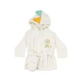 Erkek Bebek Ekru Dinazor Desenli Bornoz Set 0-6 Ay