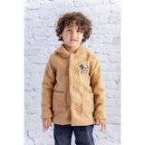 Erkek Bebek Köpek Nakışlı Peluş Kaban - Bej - 9 - 12 Ay