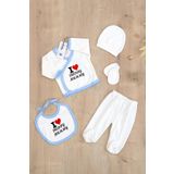 Erkek Bebek Natural Pamuk Kumaş 5 Li Hastane Çıkışı Seti STL6796