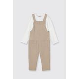 Erkek Bebek Salopetli Bej 2'li Takım 12-18 Ay (80-86 cm)