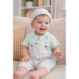 Erkek Bebek Şapka Tulum 2'Li Set %100 Pamuk 13670