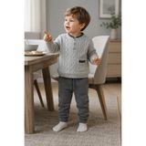 Erkek Bebek Triko Kazak Pantolon Takım 23124 - 6 - 12 Ay - Gri