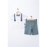Erkek Bebek&çocuk Yazlık Salopet Takım Elbise 4'lü Set - 8 Yaş - Turkuaz