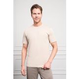 Erkek Bej Basic Bisiklet Yaka Dynamic Fit Pamuk T-Shirt