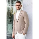Erkek Bej Dokuma Slim Fit Mono Yaka Ceket - 48 - 6 Drop