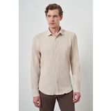 Erkek Bej Gofre Trend Desenli Dynamic Fit İtalyan Yaka Gömlek