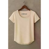 Erkek Bej Özel Üretim Geniş Pis Yaka Alt Oval Kesim Slim Tişört T-shirt Bej