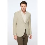 Erkek Bej Poliviskon Trend Desenli Slim Fit Ceket