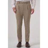 Erkek Bej Poliviskon Trend Desenli Slim Fit Çift Pile Pantolon