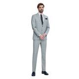 Erkek Bej Regular Fit Kareli Mono Yaka Takım Elbise